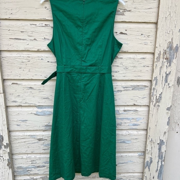 Banana Republic Linen Button Front Hula Kelly Green Sleeveless A-Line Midi Dress - Picture 8 of 13